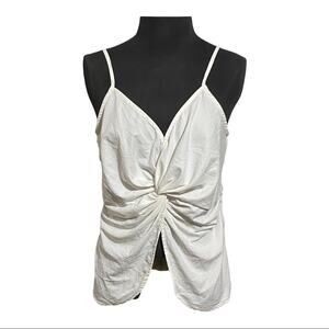 Tank White Criss Cross Gathered Style Under Suit Basic Size Large Layer Piece